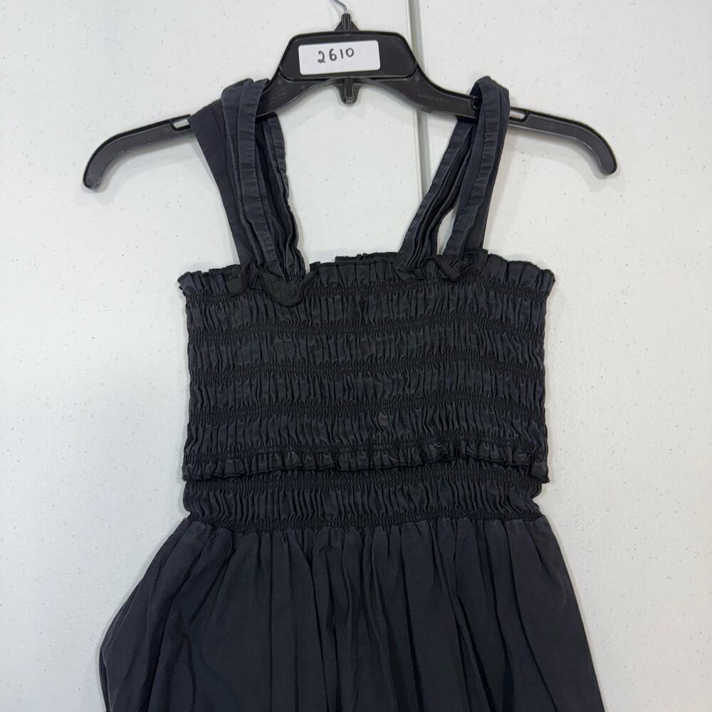 Club Monaco Cotton Smocked Midi Dress black Size XS - Picture 3 of 6